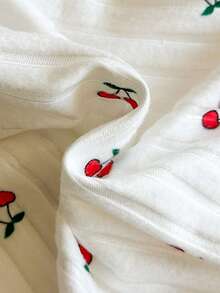 SHEIN Vintaside Kids 新生女嬰白色條紋甜美可愛鬆款前開拉鍊荷葉邊連身褲附腳套兩件套拍照裝 - 杏色 - 查看 10