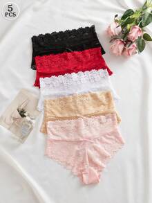 SHEIN 浪漫性感蕾絲女款三角內褲 5件組 - 彩色 - 查看 2
