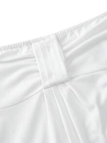 ROMWE Goth Spring/Summer Solid Color Pleated Fashionable Y2K Sexy Slim Fit Tube Top - White - View 3