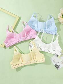 Genkimix Kids 4pcs/Set Tween Girls Cartoon Polka Dot All-Over Print Cute Girls Bra & Underwear Set, Comfortable For All Seasons Autumn Fall - Multicolor - View 2
