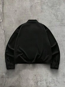AXEPEAK 男士休閒百搭純色長袖襯衫 - 黑色 - 查看 5