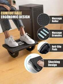 1PC Ergonomic Office Foot Rest Massage Roller Rocking Stool Under Desk Footrest With Rolling Ball Massage Function Comfortable Leg Support For Long Hours Sitting Work Home Office Gift - A - View 6