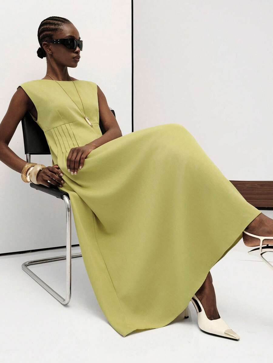 Aveloria Modichic Women's Solid Color Casual Elegant Minimalist Party Office Dress Olive Green Summer - Green - View 1