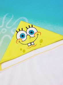 SpongeBob SquarePants | SHEIN 1 buah Handuk Mandi Berkerudung Bergambar Kartun Lucu Bertema Cosplay Kura-kura, Terbuat dari Bahan Mikrofiber dengan Daya Serap Air yang Kuat dan Tidak Mudah Rontok, Cocok untuk Mandi, Berenang, Pantai, dan Acara Lainnya - Kuning - View 3