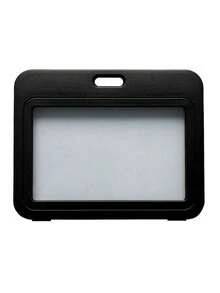 2PCS Hard Plastic Double Sided Horizontal Windows Black Badge Holder Card Protector Pouch Scratch Resistant Shockproof Clear View Easy Slide Compact For Office School Work Travel ID Credit Proximity Key Driver License Pass Back To School Supplies - black - View 5