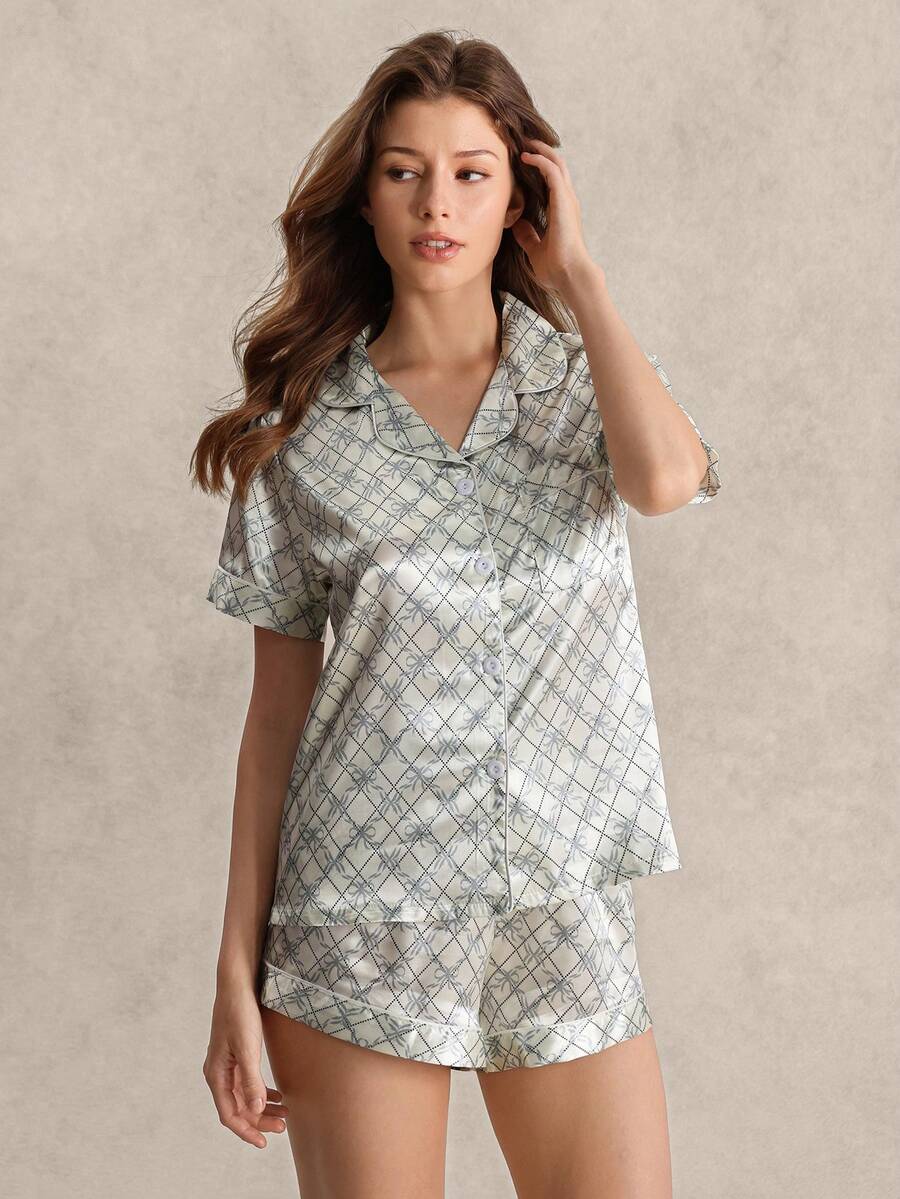 EverLounge Comfortable Women's Pajama Set For Home Sleep Gray Autumn Elegant - White - View 1