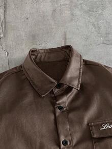 AXEPEAK Men's Casual Short Sleeve Shirt, Summer - Brown - View 5