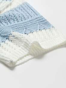 Manfinity LEGND Men's Colorblock Casual Versatile Daily Wear Knit Short Sleeve Top - Baby Blue - View 3