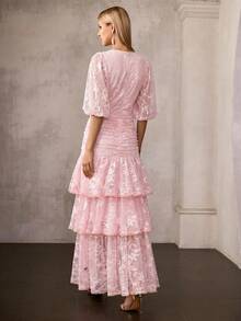MOTF Soiréza SPRING/SUMMER WOMEN'S LACE TIERED DRESS, ROMANTIC LONG COCKTAIL GOWN - Multicolor - View 5