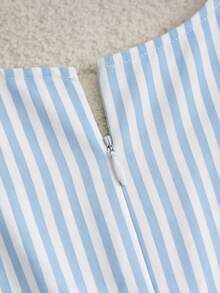 SHEIN Franclia 女款條紋時尚優雅蝴蝶結領結洋裝 - 彩色 - 查看 5