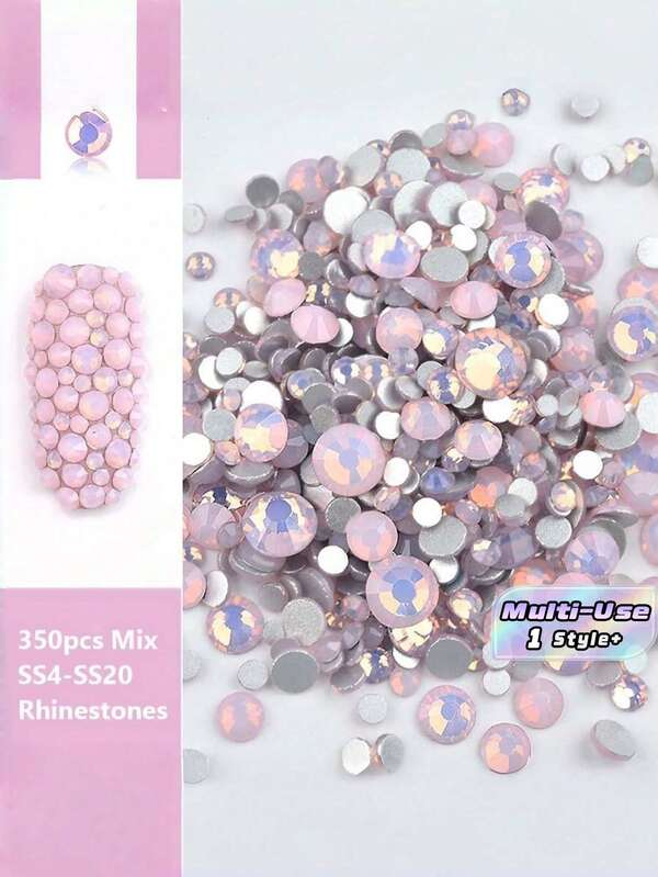 Đá pha lê hồng opal dạng phẳng dùng để trang trí móng tay, phụ kiện trang trí móng tay tự làm cho nữ, trang sức lấp lánh cho móng tay acrylic, quà tặng ngày Valentine cho bạn bè.