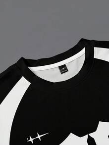 Aesthetic Post Retro Men's Contrast Color Numeric Print Round Neck Short Sleeve T-Shirt, Summer - Multicolor - View 3