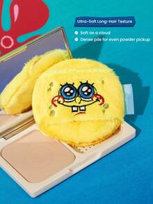 SpongeBob SquarePants | SHEIN 卡通黃色方塊角色絨毛粉撲，蓬鬆化妝粉撲，適用於散粉、定妝粉與粉餅，溫和不刺激肌膚，適合日常化妝與旅行使用 - 黃色 - 查看 2