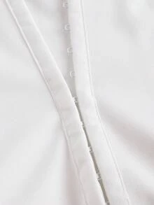 SHEIN ICON 純色掛脖露背金屬鈕扣收腰寬褶皺腰帶裝飾性感無袖洋裝 - 白色 - 查看 9