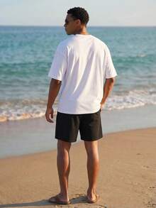 Manfinity EZcore Plus Size Men's T-Shirt Set, Sunset Coconut Tree Holiday Pattern - Multicolor - View 5