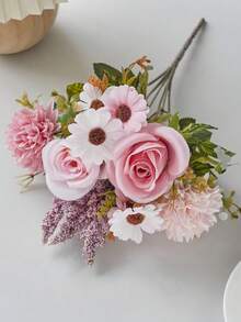 Artificial Silk Flowers Mixed Bouquet, Fake Rose Daisy Carnation Lavender Loose Stems, DIY Floral Arrangement For Wedding Table Centerpiece, Home Table Decor, Valentine's Day, Birthday, Anniversary, Holiday Gift &Handmade Bouquet Craft Decor Supplies - Multicolor - View 10
