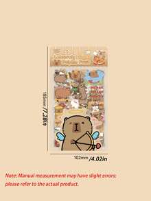 1pc Capybara Embossed Sticker, Crystal 3D Cute Sticker, Durable PVC Material, Multifunctional Decoration For Cup, Mobile Phone Shell, Laptop & DIY Crafts - Multicolor - View 3