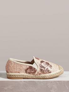 Styleloop Zapatos de mujer color nude claro con malla, lentejuelas y bordados, punta redonda, zapatos planos, estilo suave e idílico, modelos de primavera y verano, adecuados para uso diario, viajes y vacaciones - Albaricoque D - Ver 2