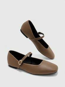 CUCCOO BIZCHIC Ladies Four Seasons Commuter Vacation Casual Small Broken Head Textured Comfortable Soft-Soled Flat Shoes - Brown - View 2