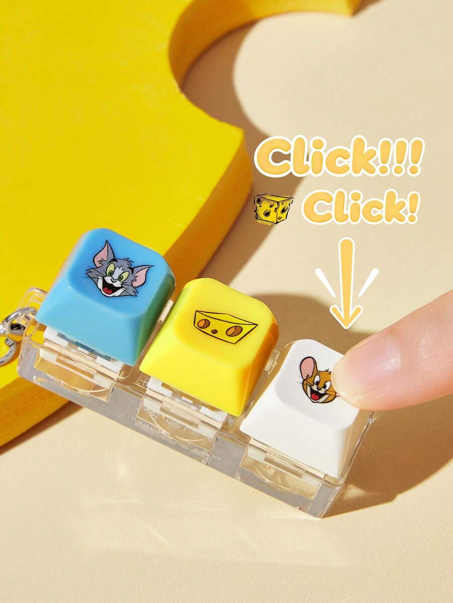 TOM & JERRY X SHEIN 可愛卡通鋅合金吊飾,適用於鍵盤、包包、錢包、書包、背包、汽車配件,紀念收藏禮物 - 彩色 - 查看 1