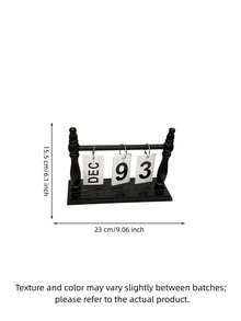 Zazumi 1pc 23cm Vintage Wooden Flip Perpetual Calendar, Simple Desktop Date Display Ornament, Manual Desk Calendar Photo Prop For Home, Office, Study Room, Dorm, Bookshelf Decor & Gift - multicolor - View 11