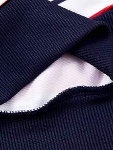 SHEIN Casuvi Kids 男童 2 件套 針織數位條紋衛衣 半開亨利領套頭長袖 純色收口運動長褲 馬匹圖案 秋季 - 彩色 - 查看 7