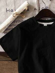 Tween Girl Casual Minimalist American Vintage Black And White Colorblock, Vacation Style, Short Sleeve Shorts 2 Pieces Set, Cozy Spring Holiday - Multicolor - View 4