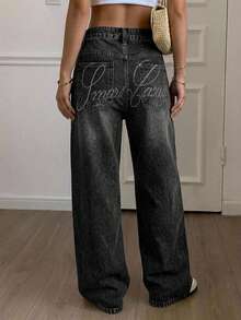 DAZY Women's Distressed Washed Korean Style Casual Jeans School - Black - View 7