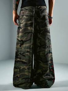 ROMWE MEN Jeans holgados con patrón bordado de camuflaje para hombre - Multicolor - Ver 6