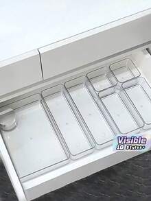 9pcs Minimalist Drawer Storage Boxes, Small Items Organizer Boxes, Makeup & Cosmetic Tools Storage Boxes, Drawer Organizers - Clear - View 1
