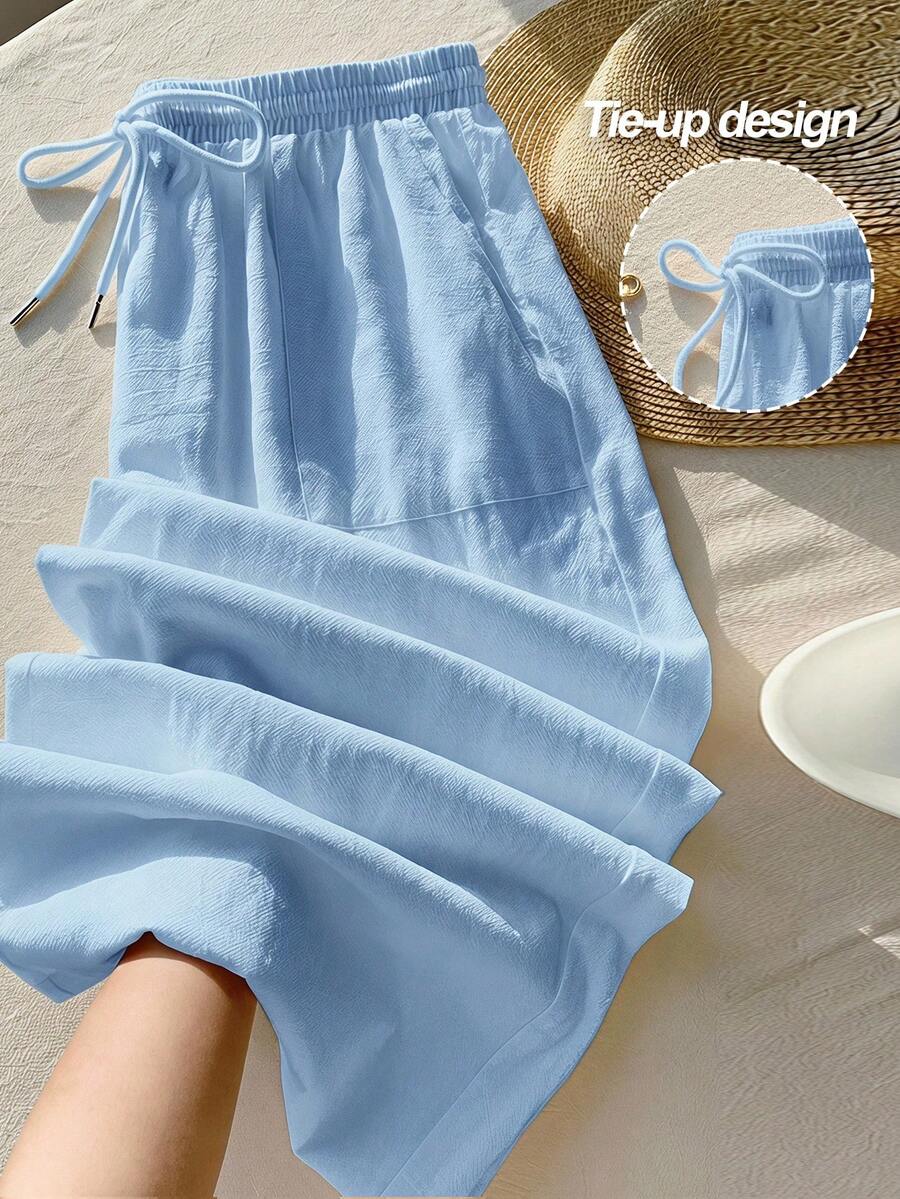 Comfortcana 大码女式蓝色休闲裤，夏季时尚，100%纯棉