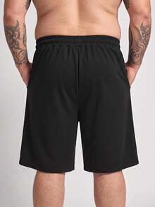 Manfinity Roghcode Plus Size Men's Printed Drawstring Shorts Printed Shorts Jorts For Men Athletic Shorts - Black - View 2