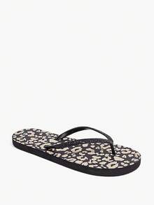 Grefit Women's Fashion Leopard Print Glitter Flat Flip Flop Sandals, Suitable For Home, Beach And Outdoor Wear For Christmas Beach Shoes - Black - View 10