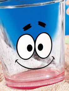 SpongeBob SquarePants | SHEIN 卡通角色印花蘇打石灰玻璃杯 11.50oz/340ml 單入裝 飲用水杯，可愛臉部設計玻璃杯，適用於水、果汁與飲品 - 無色 - 查看 6