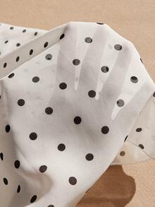 Lullawish Bohemian Boho Style Romantic Vacation Polka Dot Print Chiffon Fabric. Lace Patchwork Women's Pajama Top 2-Piece Set - Multicolor - View 5
