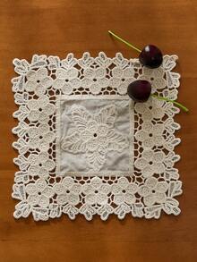 1 Stück Stücke//2 Stücke/4 Stücke Stickerei Hohldesign, Beige-Aprikose Untersetzer, Stickerei, ländlich, Natur, Blumen, Kaffee Untersetzer quadratisch Isolationspad Isolationsschutz Schreibtisch - Verschiedenfarbig - Übersicht 2