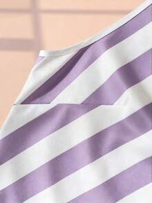SHEIN Franclia Damen-Maxikleid im französischen eleganten Stil, gewebter schwarz-weiß gestreifter Stoff, Neckholder, ärmellos, Sommerkleid für Damen, Sommeroutfit, Strandoutfit, Strandkleid, Ausflugskleid, Urlaubsoutfit für Damen, Urlaubskleid, lässiges Damenkleid, Pendleroutfit für Damen, Bürooutfit für Damen, gesellschaftliches Kleid, Arbeitskleid, Bürokleidung für Damen, Businesskleidung für Damen, Arbeitskleidung für Damen, Arbeitskleid für Damen, neues Sommerkleid für Damen - Violett - Übersicht 5