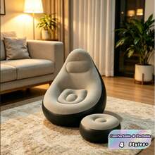 Kursi Santai Tiup Dewasa (Pompa Udara Tidak Termasuk), Sofa Malas Lipat & Portabel dengan Sandaran Kaki, Sofa Udara untuk Ruang Tamu & Kamar Tidur - Sofa tiup pemalas kopi - View 1