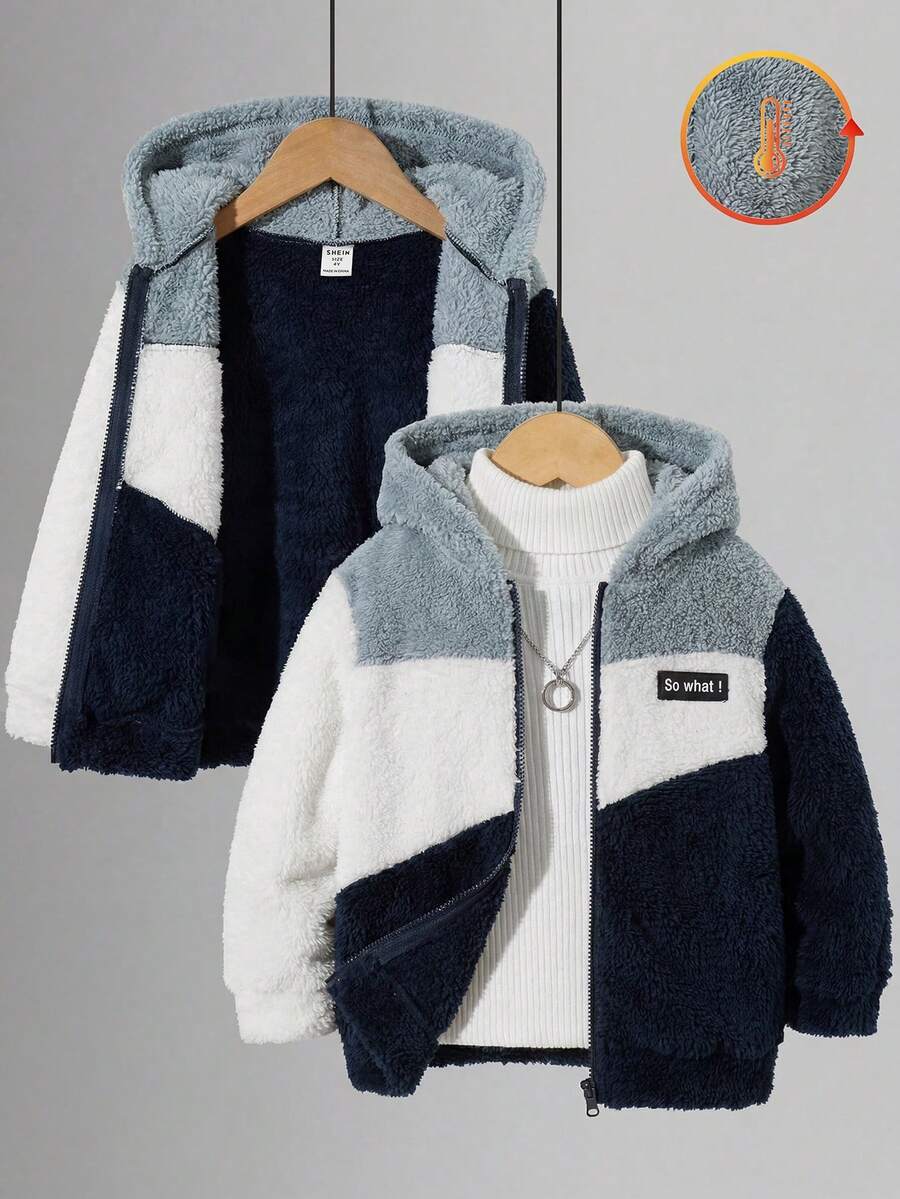 SHEIN 兒童小男孩絎縫拼接毛巾刺繡背心,搭配聖誕冬季運動衫,秋季襯衫,萬聖節 - 彩色 - 查看 1