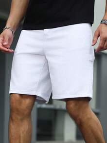 EGENSIO Men's Plus Size Denim Bermuda Wide Leg Shorts With Pockets - White - View 6