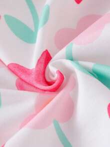 SHEIN Playful Pals 嬰兒幼兒休閒日常可愛運動衫套裝 粉色花卉印花俏皮上衣 針織內搭褲 女嬰秋季服飾 - 粉色 - 查看 6