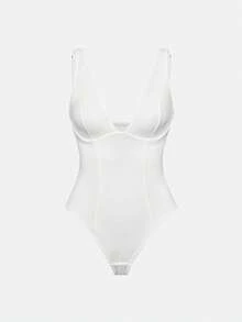 SHAPORA Women's Fashion Minimalist Solid Color Bodysuit 2pcs Set - Multicolor - View 14