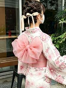 Irokai 日式傳統夏季女款浴衣和服腰帶 - 粉色 - 查看 8