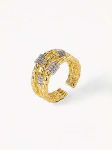 Opalesca Anillo de diseño micro-set - Dorado - Ver 12