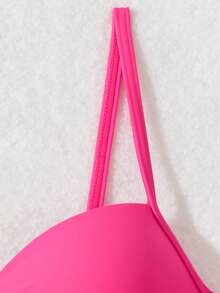 Voyashape Top de traje de baño de playa de unicolor para mujer - Rosa - Ver 6