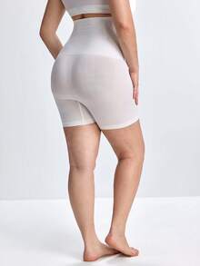 Slumbrini Plus Size High Waist Shaping Shorts, Seamless Tummy Control - White - View 2
