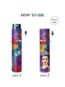 Frida Kahlo X SHEIN 1個 0.27oz/8ml 藝術圖案印花噴霧瓶，適用於香水、化妝水及其他液體，附漏斗，可重複填充，花卉、墨西哥風格、弗里達、藝術家 - 藏蓝色 - 查看 6