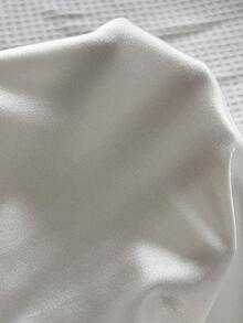 SHEIN Unity 女款春夏白色緞面度假休閒舒適百搭蕾絲飾邊A字裙 - 白色 - 查看 5