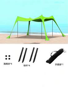 1PC Portable Automatic Pop Up Camping Tent Easy Setup Beach Shelter With Carry Bag Sand Pockets Stabilizer Poles 4PCS Extra Wind Ropes UPF50+ Sun Protection For Fishing Family Travel Outdoor Use - Multicolor - View 13