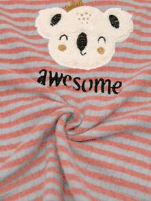 Loomlin 2pcs Cotton Contrast Colour Striped With Koala Embroidery Detail PJ Set - Multicolor - View 7